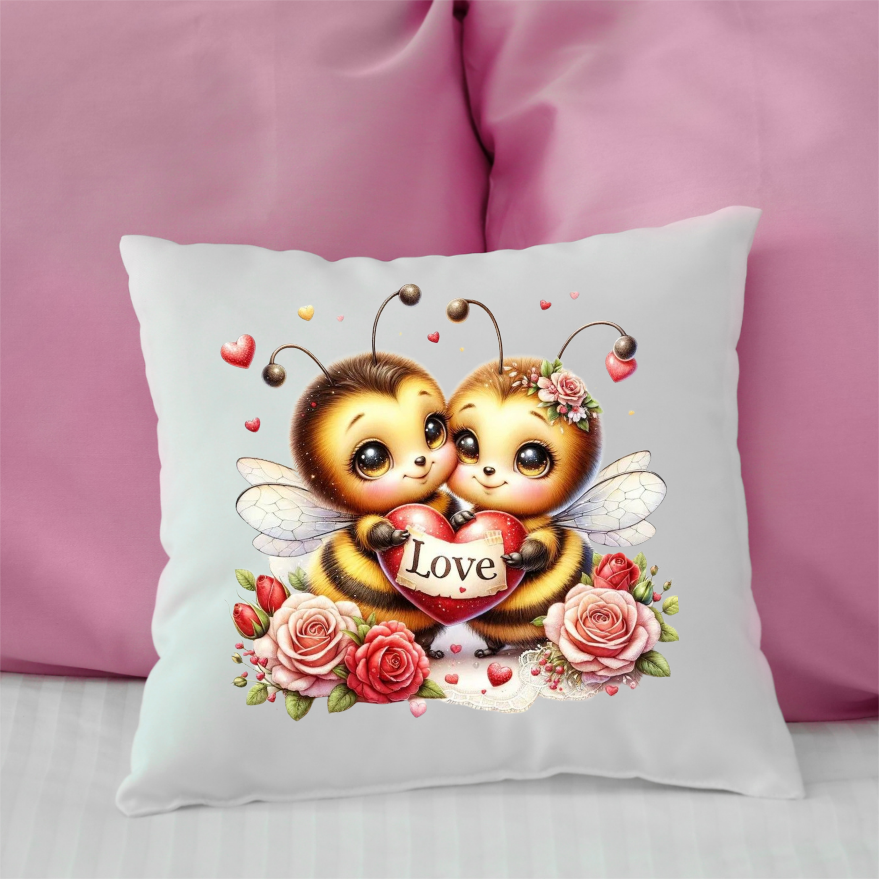"Bees in Love" pillow