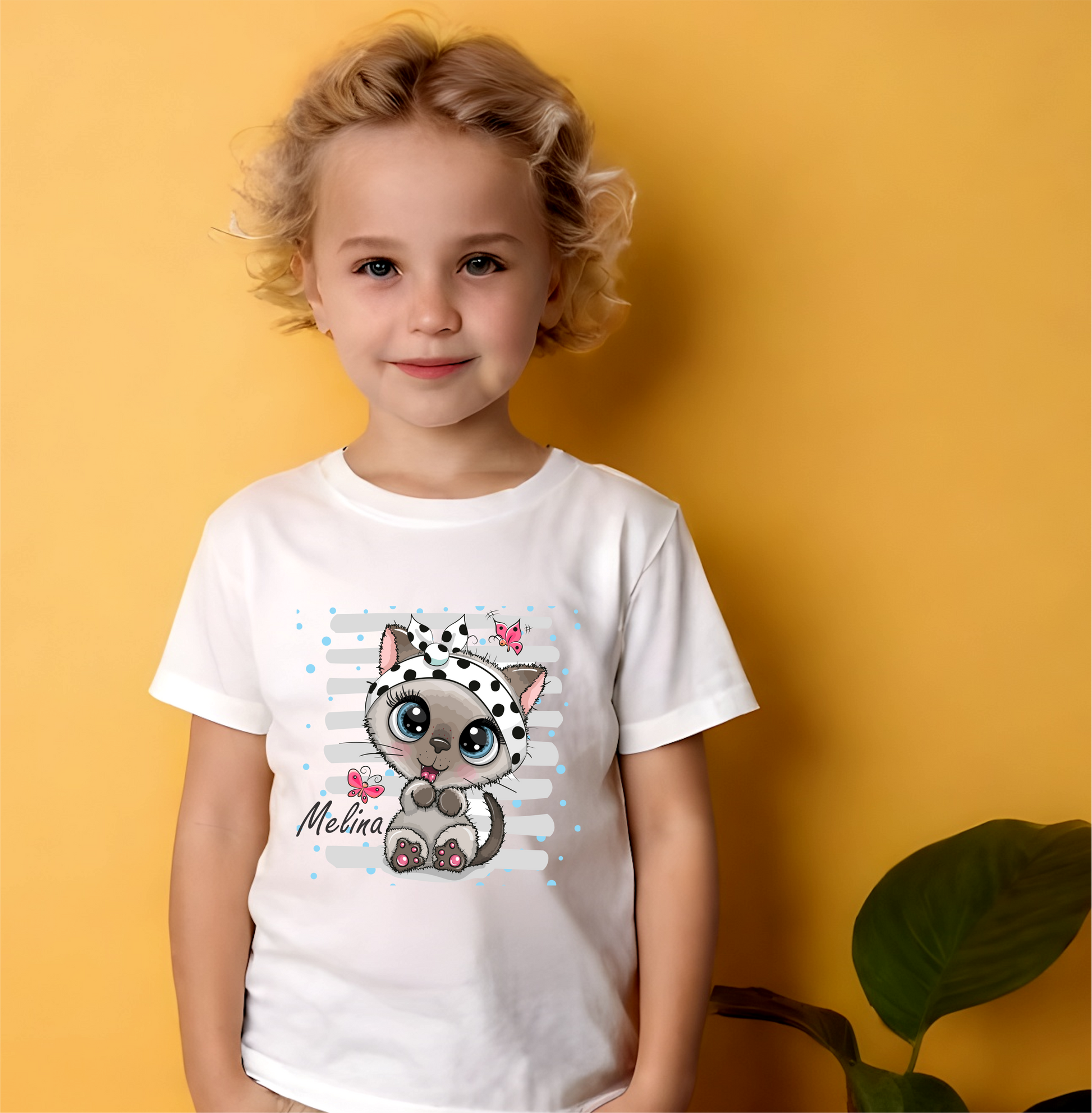 Personalized Cute Kids T-shirts, cat design
