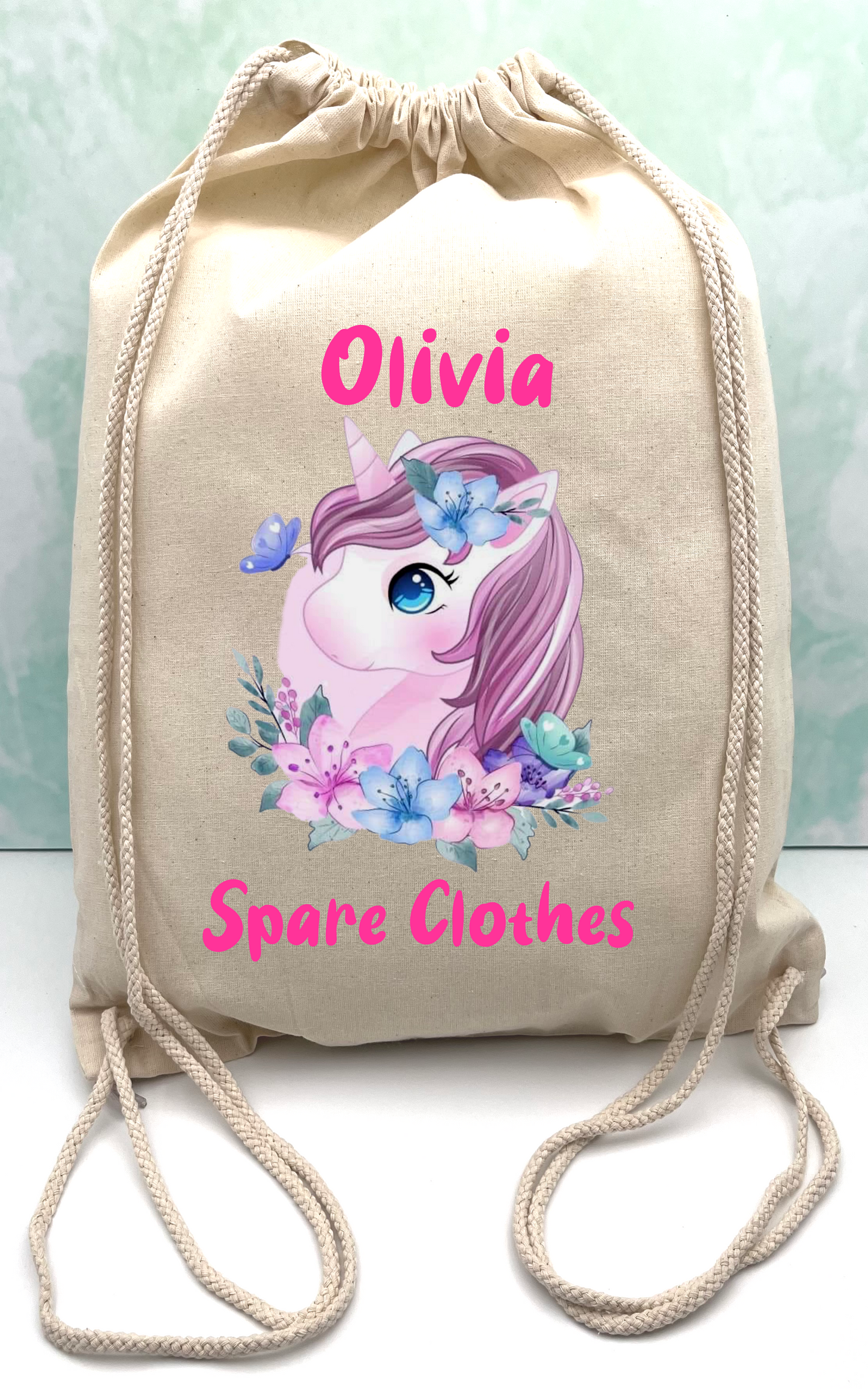 Kindergarten Spare Clothes Bag-Personalized Unicorns selection.