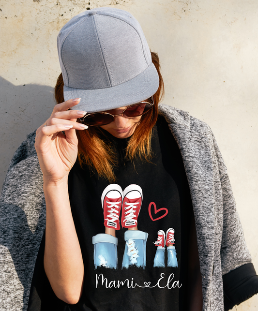 Get trendy with Cotton T-shirt "MOM – ALL STAR SHOES " (black T-shirt) - T-shirt available at cutegifts.eu. Grab yours for $19.95 today!