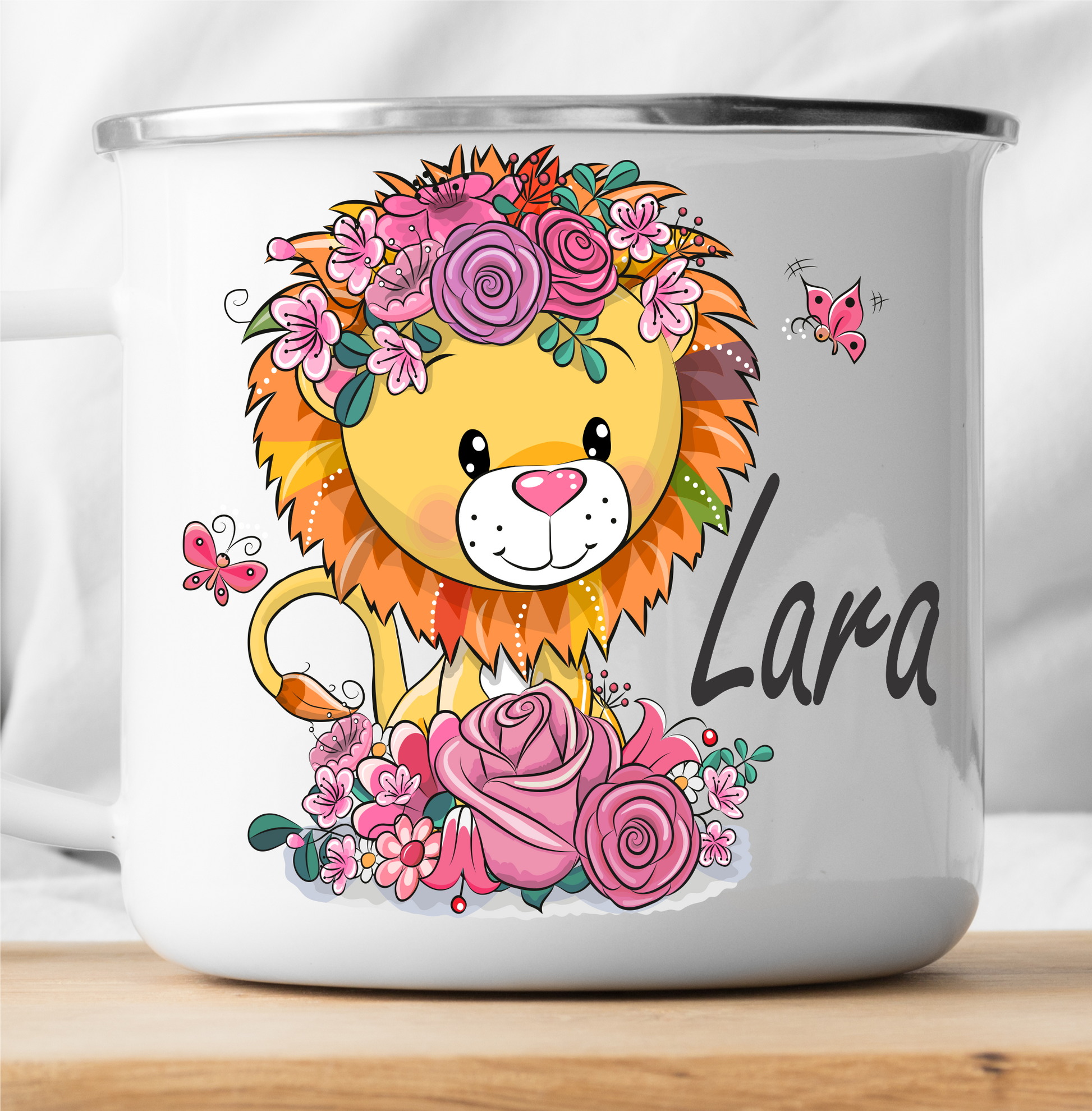 Personalized lion with flowers-cutegifts.eu