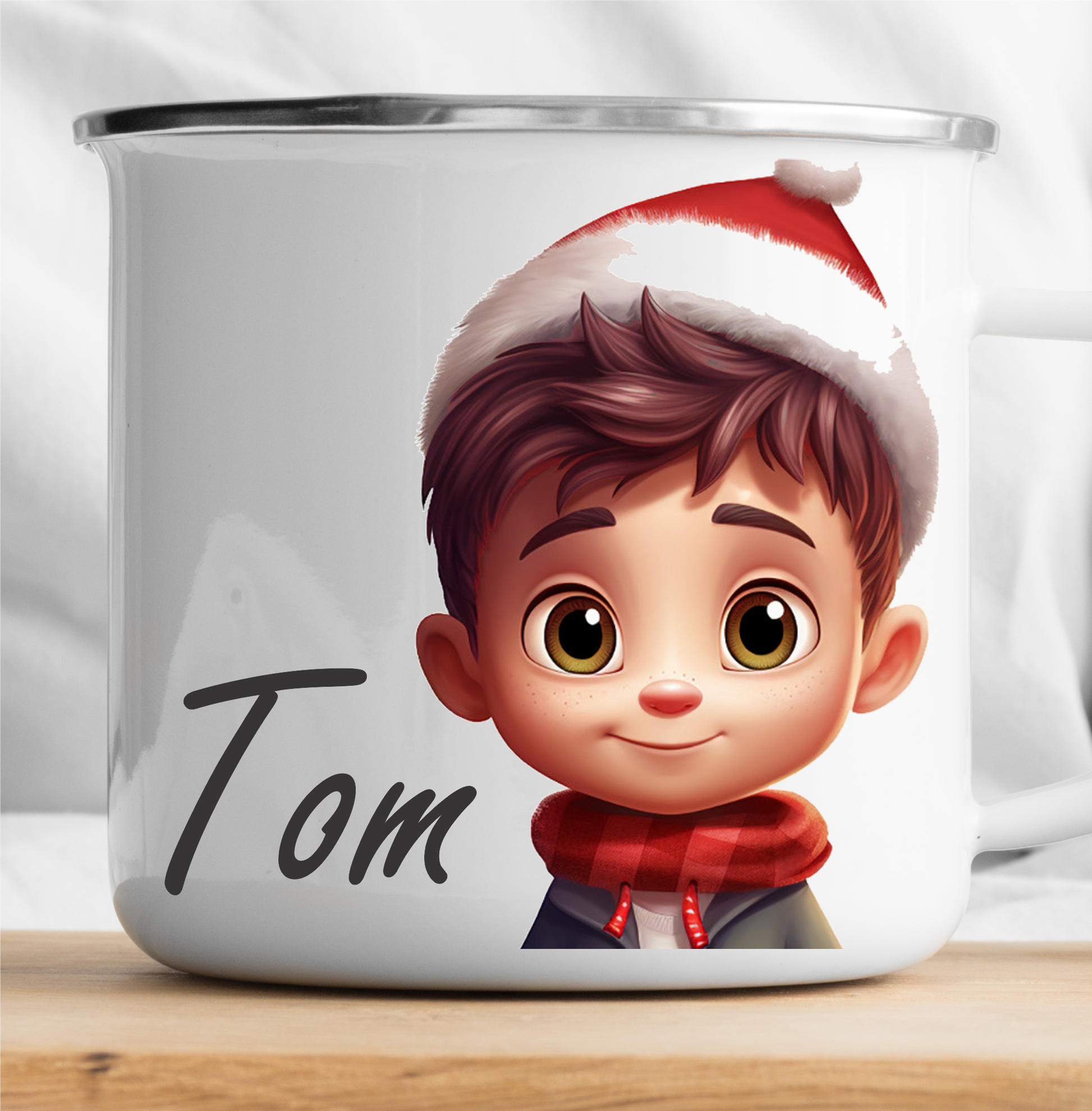 Cute Children's Christmas Mug with Desired Name Boy