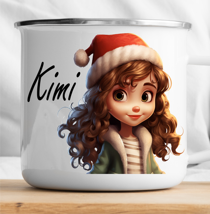 Cute kids Christmas mug with name