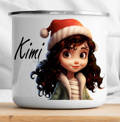 Cute Children's Christmas Mug with Desired Name Girl