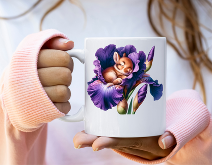Cute Mugs Rabbit in Flowers with Name.