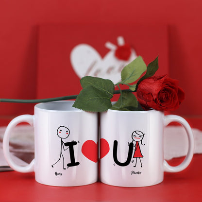 Personalized Heart Mug-I❤U (set of 2 mugs)-cutegifts.eu