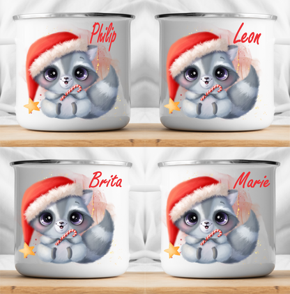 Personalized Christmas Raccoon Mug-cutegifts.eu