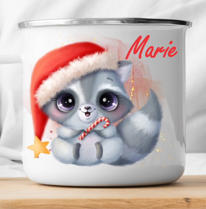 Personalized Christmas Raccoon Mug-cutegifts.eu