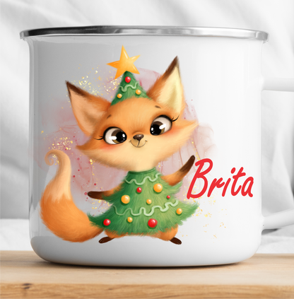 Personalized Christmas Happy Fox Mug-cutegifts.eu