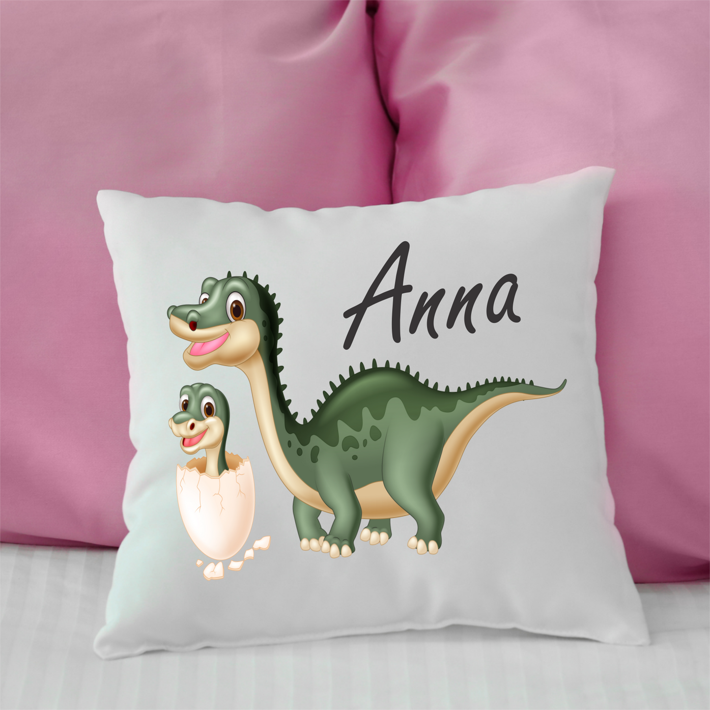 Personalized Cushion Dino Green and Kid-cutegifts.eu