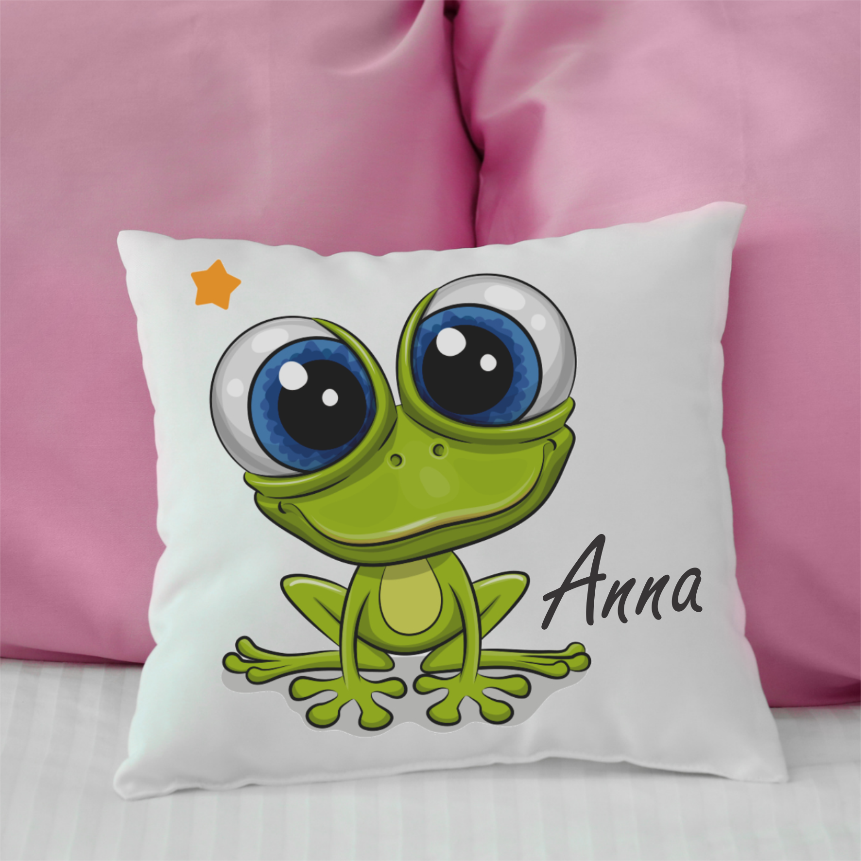 Personalized Cushion Frog-cutegifts.eu