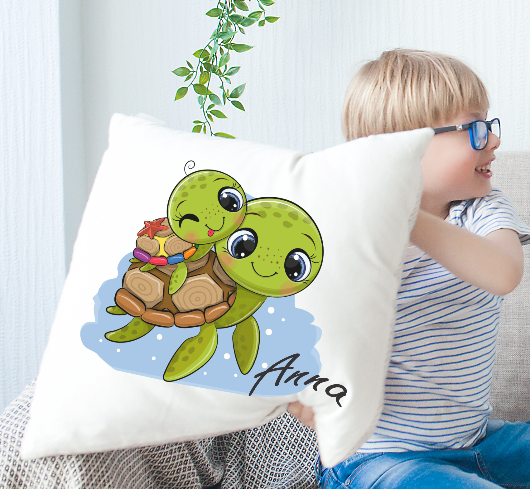 Personalized Cushion Turtle-cutegifts.eu